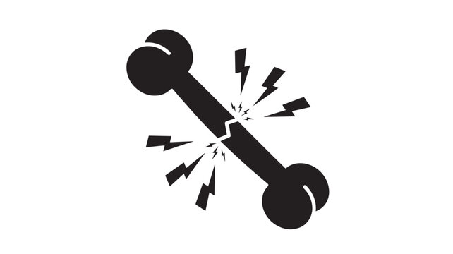 Knife tactical combat with double-edged blade exploding sparks and impact shards on plain background