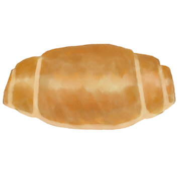 Hand-painted watercolor salt bread illustration, shio pan digital painting isolated