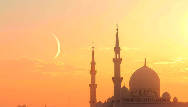 Mosque silhouette at sunset
