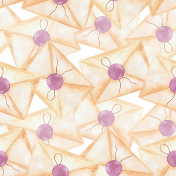 Seamless pattern of the envelopes. Handmade watercolor illustration. For packaging design, cards, cover, prints, product labels and fabric.