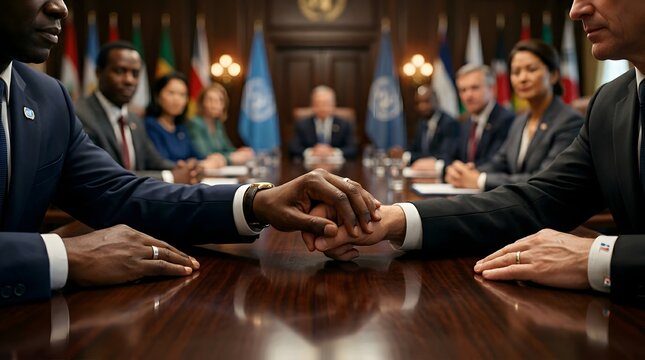 Diverse Business Leaders Handshake Meeting Diplomacy Global Partnership Agreement
