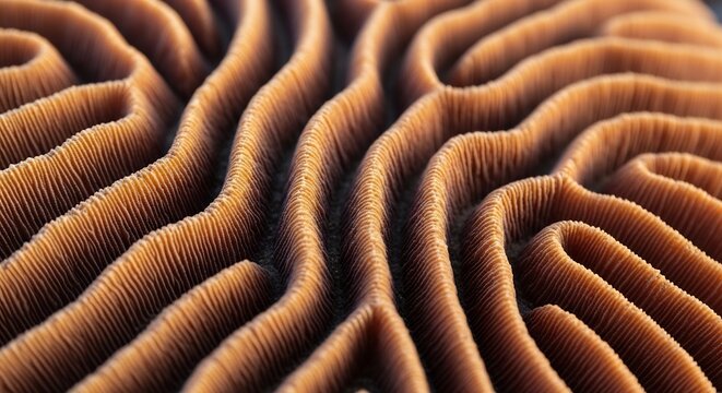 Close up of intricate brain coral texture and pattern.