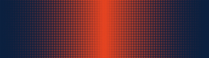 Plakat Abstract halftone pattern background with vibrant red and navy blue color gradient, Dynamic gradation minimalistic unique vector ornament, transition from small pixel to large square