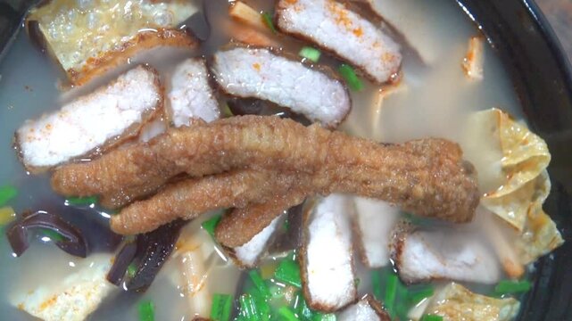 National cuisine. Han Chinese vegetable Chicken Leg Soup (fingers and tarsus). China. Xining.