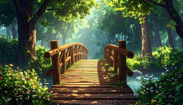 Serene Woodland Bridge
