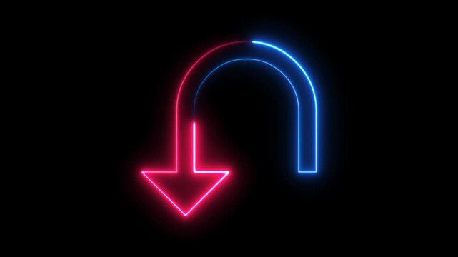 A bright glowing neon light bulb and arrow sign create a vibrant heart 4k animation video with an alpha channel, transparent background