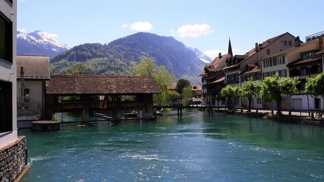 the historic swiss city of interlaken 4k video