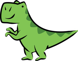 Cute friendly green T‑Rex dinosaur cartoon vector © Konstantin Bolotin