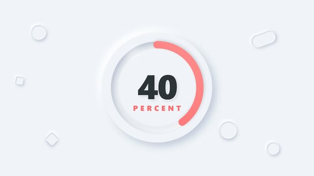 Abstract circular progress bar animation from negative six to 100 percent
