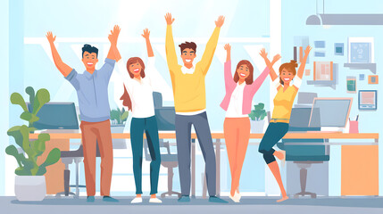 Fototapeta premium Startup team celebrating successful funding