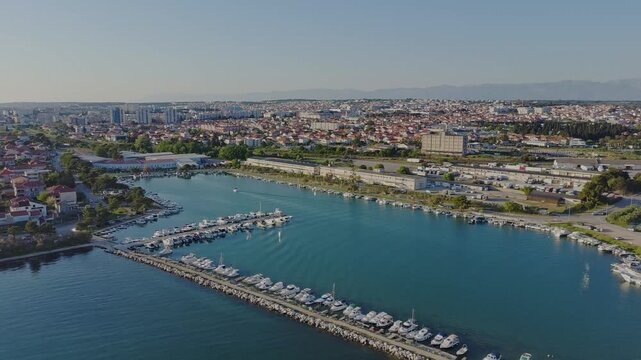 Aerial View of Zadar Marina and Coastal Cityscape, Dalmatia, Croatia
