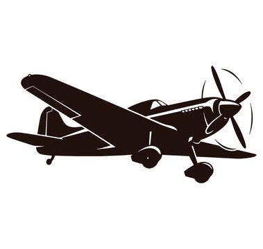 vintage airplane silhouette flying through clear sky