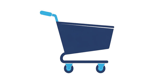 Blue and black office chair with five wheels on a white background
