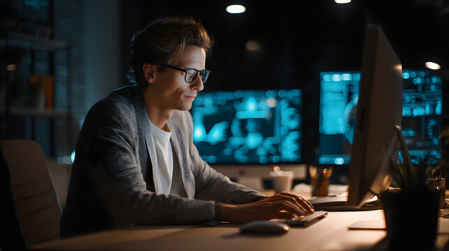 IT professional performing vulnerability scan on computer