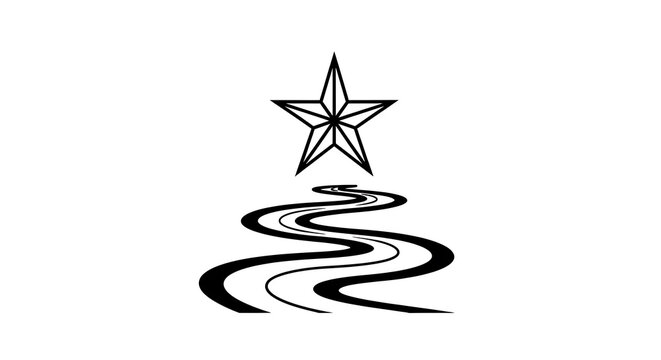 Star and swirl symbol in black and white style emblem insignia