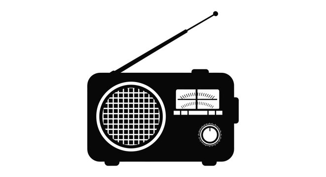 Vintage transistor radio silhouette high quality professional detailed
