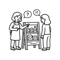 Fototapeta premium Happy seller helping to woman to buy a new digital smart device in tech store.