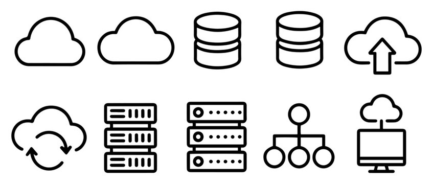 cloud data storage icon set