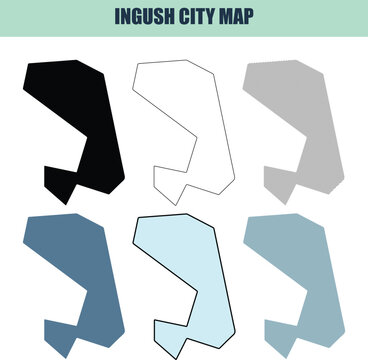 Ingush City Map six style fill stock fill stock and line art collection for cartography concept