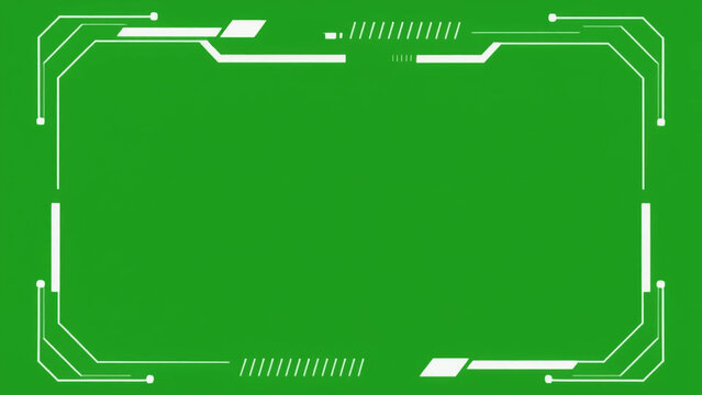 Futuristic digital frame on green screen background for technology and sci-fi projects
