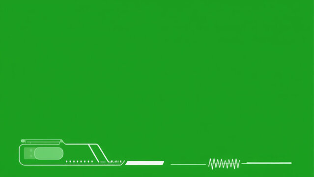 Futuristic animated lower third on green screen with audio wave and design elements