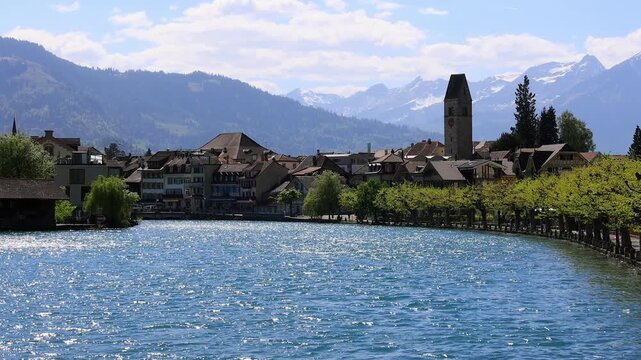 the historic swiss city of interlaken 4k video