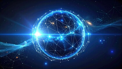 Fototapeta premium Abstract digital globe with network connections and bright glowing light