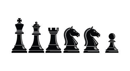Chess pieces in a row black silhouette © bridal creation
