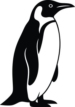 Elegant penguin illustration icon classic black and white depiction