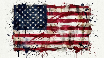 Naklejka premium Urban Graffiti Style American Flag Illustration on White