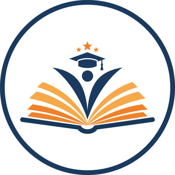 University logo open book graduation cap and laurel wreath symbol design