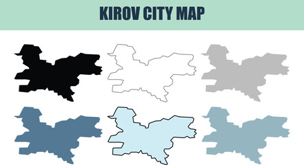Fototapeta premium Kirov City Map in six style fill stock fill stock and line art variations on white background for design