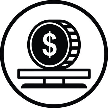 Black and white icon stack coins with dollar sign