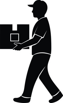 Delivery person carrying a package silhouette
