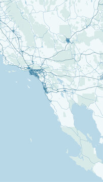 Modern minimalist vector map of San Diego and Tijuana border region. High-quality scalable illustration of California and Mexico city grid for posters and urban design.