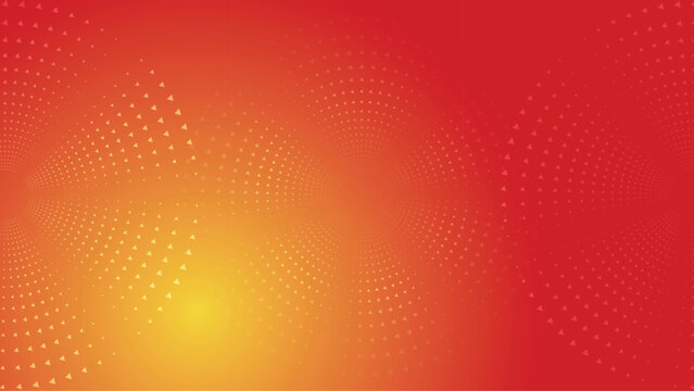 Dynamic red and yellow vector background with overlapping circular triangle pattern mesh.