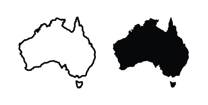 Australia map icon simple illustration set. Black and white icons