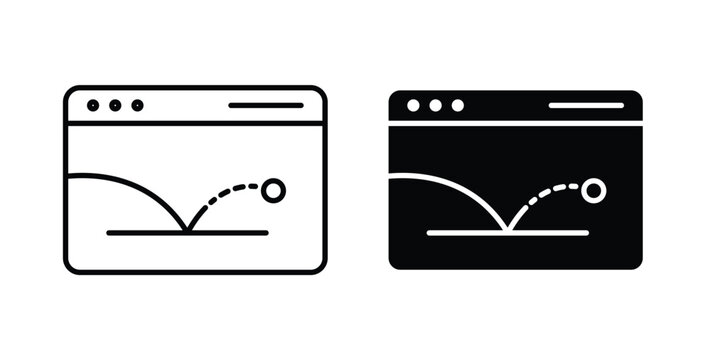 Bounce rate icon simple illustration set. Black and white icons
