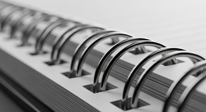 Close-up of a spiral notebook binding.