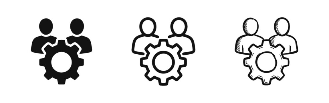 Teamwork Management Engineering Service Icon Set