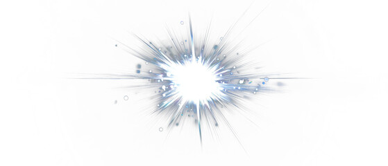 Obraz premium Intense white burst of light with sharp rays and small flecks against a dark background