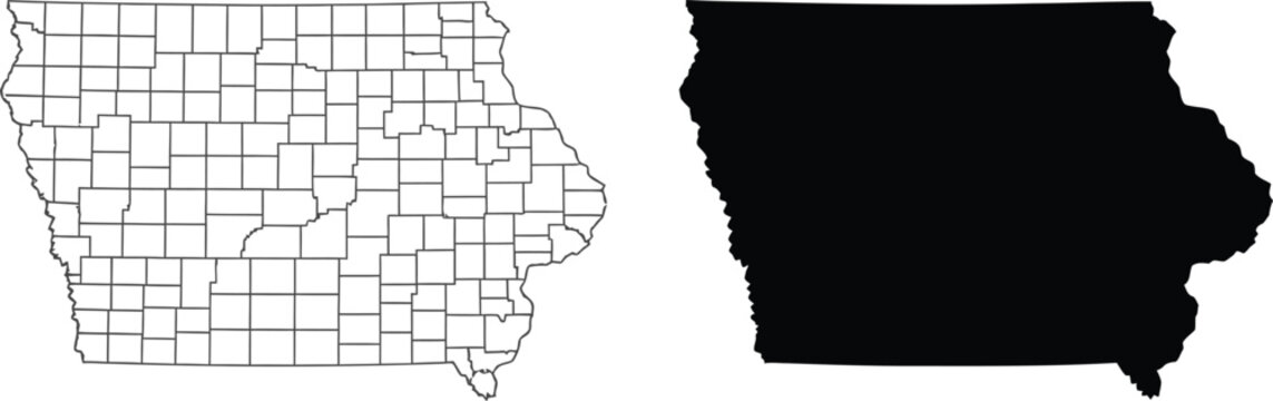 Iowa state map icons Vector