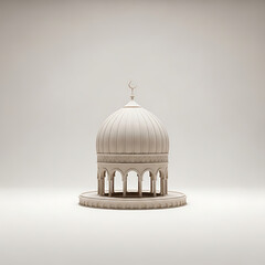 Fototapeta premium A 3d rendering of a beige dome with a crescent moon on top isolated on white background