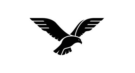 Fototapeta premium Black flying eagle bird silhouette isolated on white background.