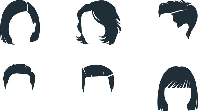 Six different silhoutte hair cuts for menan dwomen icons