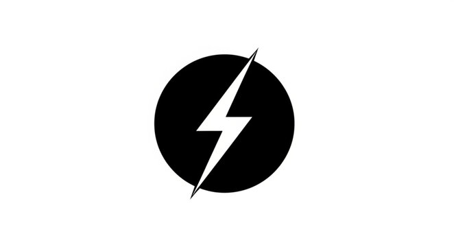 Black circle with white lightning bolt symbol.