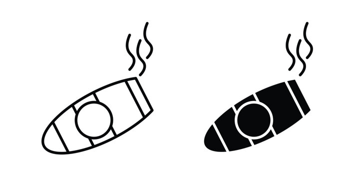 Cigar icon simple illustration set. Black and white icons