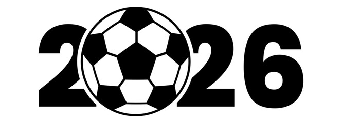 Obraz premium Soccer ball football icon for goal and vector logo illustration in the sport with 2026 graphic