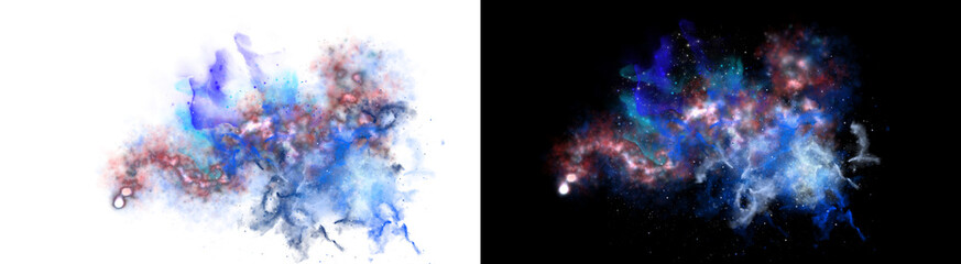 PNG image of Vibrant cosmic nebula with glowing stars and colorful clouds on transparent background © RifahTasnia