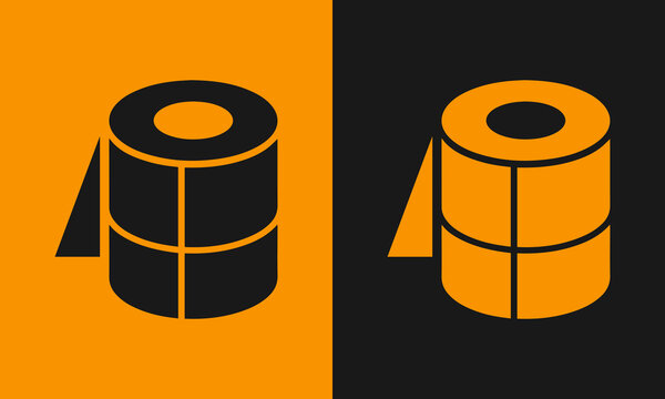 Simple toilet paper roll icons in orange and black, representing hygiene, household supplies, and daily bathroom essentials